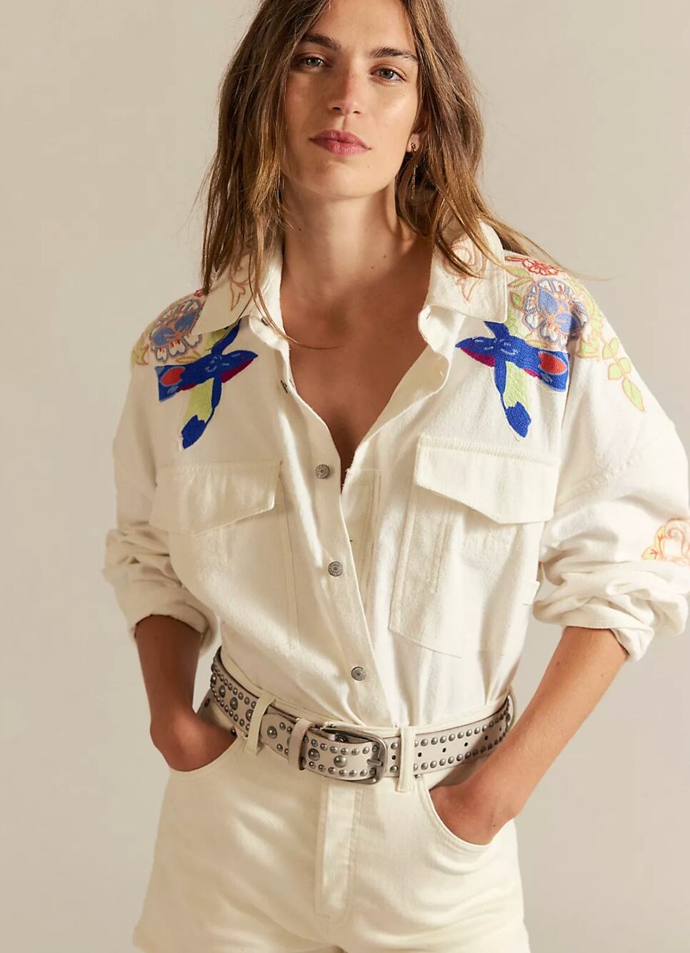 NWT Free People "We The Free" Take Flight Embroidered Shirt | Size M